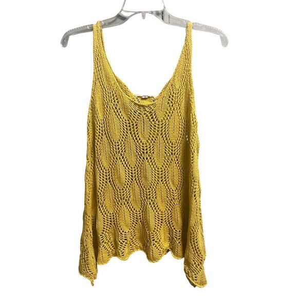 Ya Crochet Tank Size Small Boho Festival Concert Top Yellow Golden - Picture 1 of 4